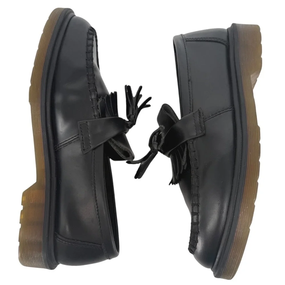 Dr. Martens Adrian Smooth Leather Tassel Loafer Shoes Black Womens Size 8 Mens 7